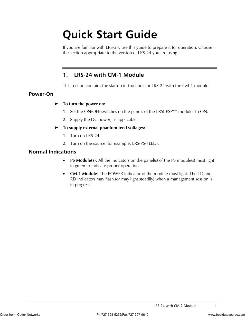 Quick start guide | RAD Data comm LRS-24 User Manual | Page 7 / 150