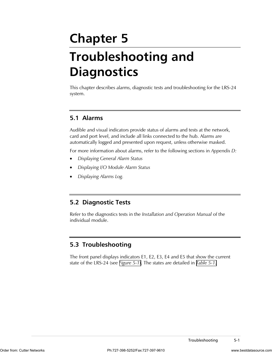 Troubleshooting and diagnostics, Chapter 5 troubleshooting and diagnostics | RAD Data comm LRS-24 User Manual | Page 81 / 150