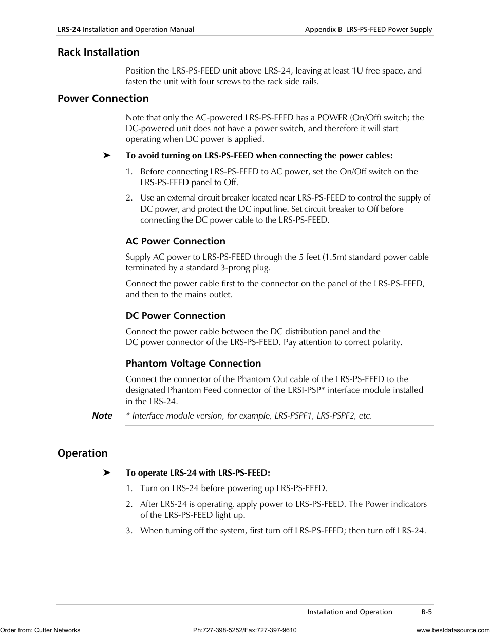 Rack installation, Power connection, Operation | RAD Data comm LRS-24 User Manual | Page 93 / 150