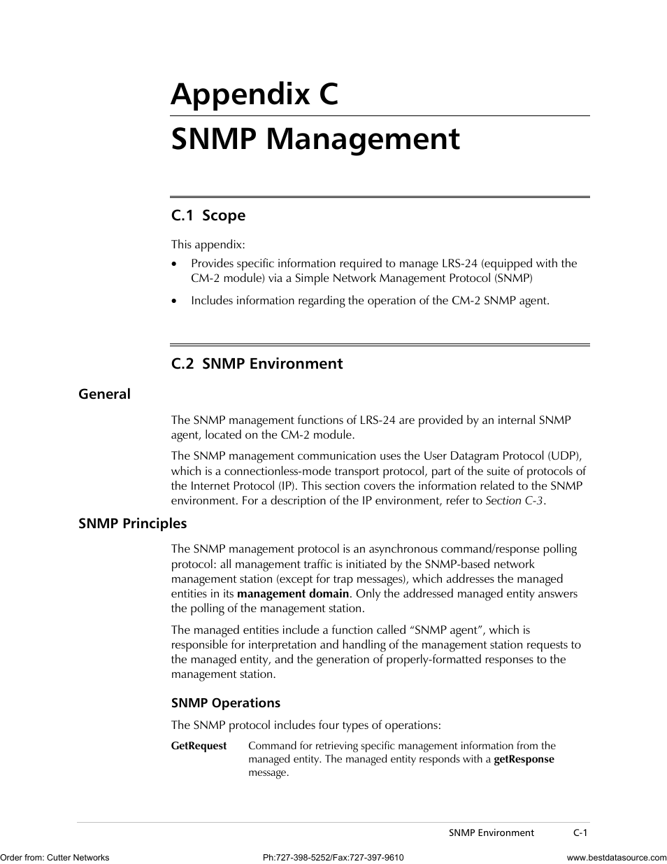 Snmp management, Appendix c snmp management | RAD Data comm LRS-24 User Manual | Page 95 / 150