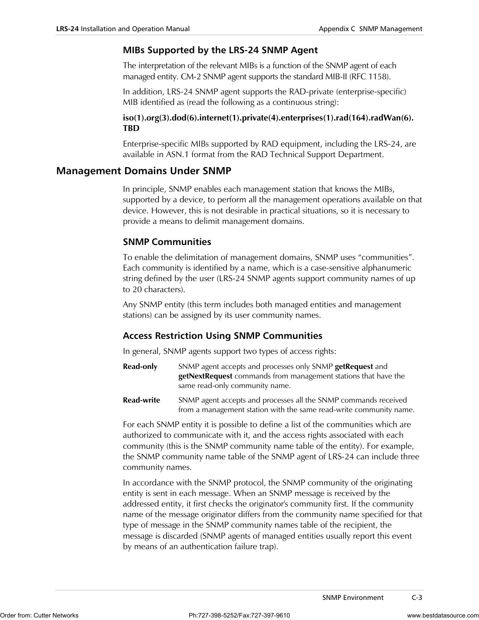 Management domains under snmp | RAD Data comm LRS-24 User Manual | Page 97 / 150