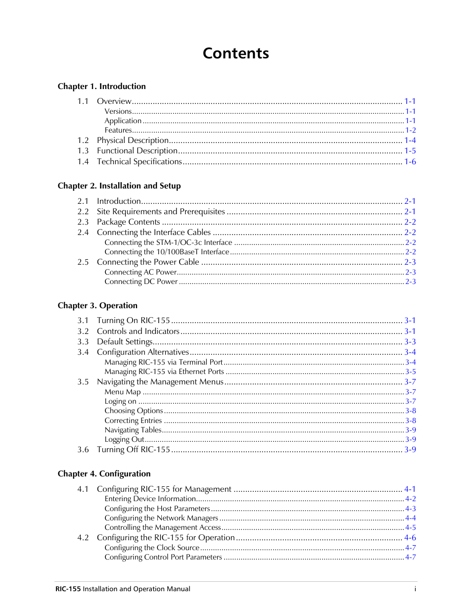 RAD Data comm 10/100BaseT to STM-1/OC-3 Converter RIC-155 User Manual | Page 13 / 90