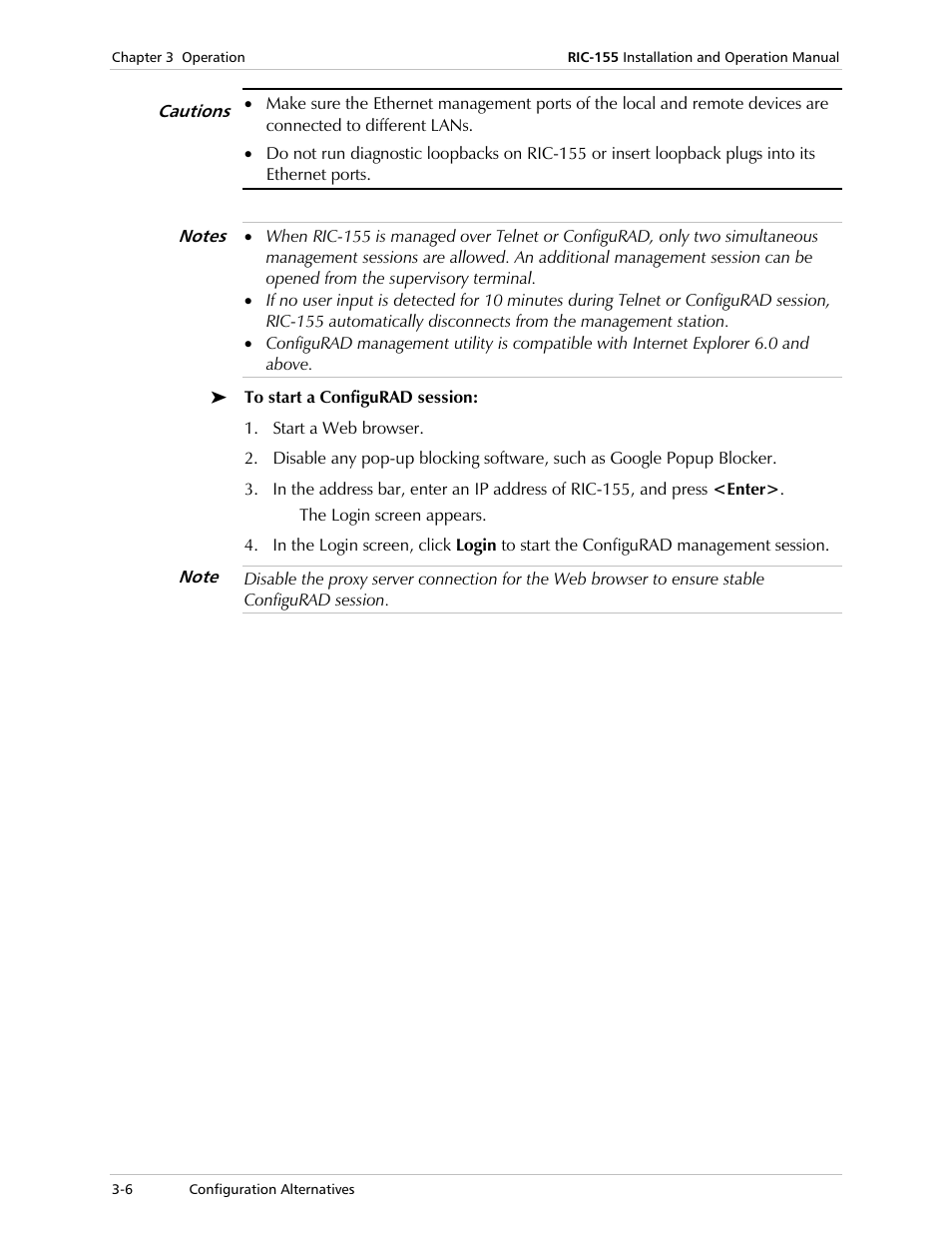 RAD Data comm 10/100BaseT to STM-1/OC-3 Converter RIC-155 User Manual | Page 32 / 90