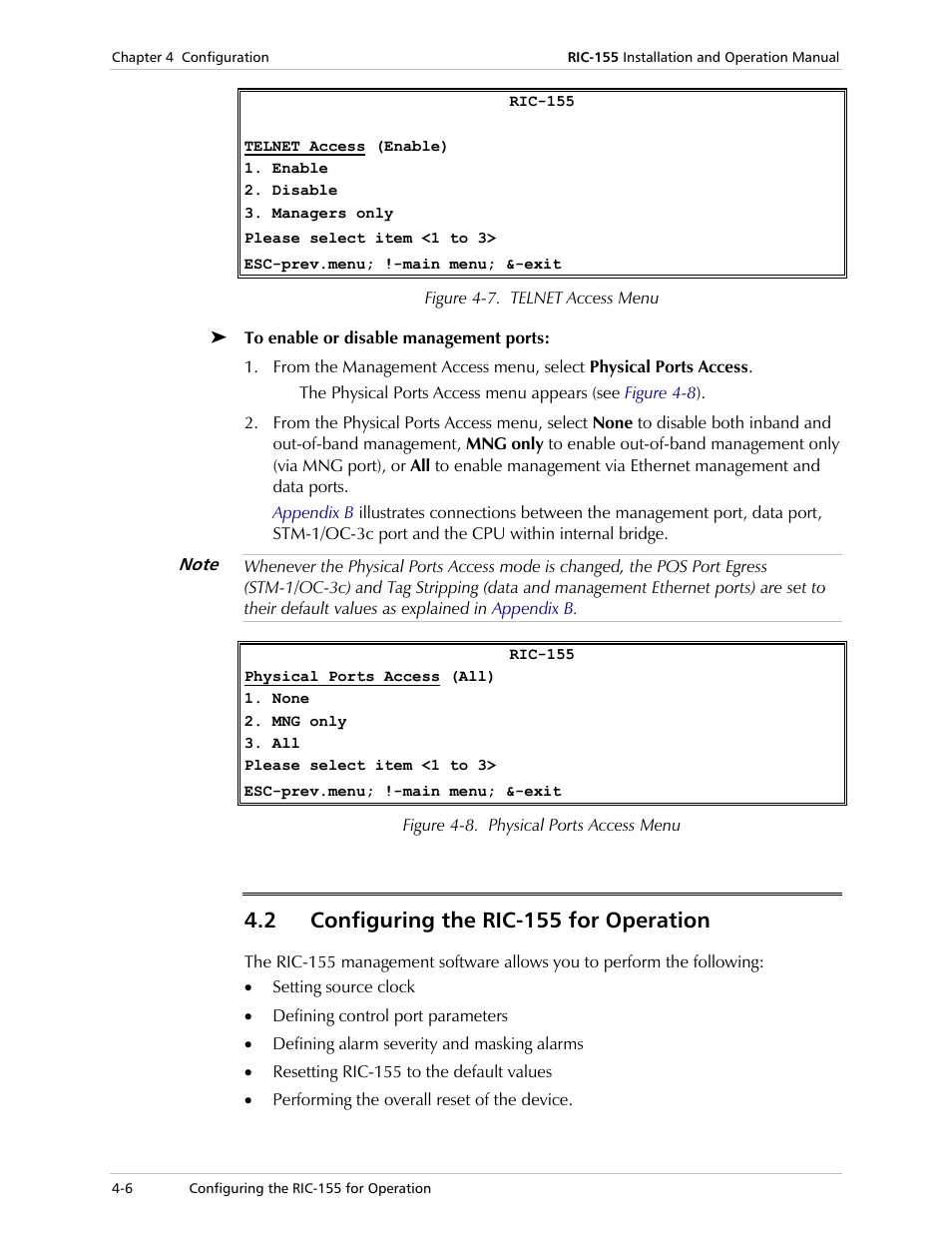 Configuring the ric-155 for operation, Figure 4-7, 2 configuring the ric-155 for operation | RAD Data comm 10/100BaseT to STM-1/OC-3 Converter RIC-155 User Manual | Page 42 / 90