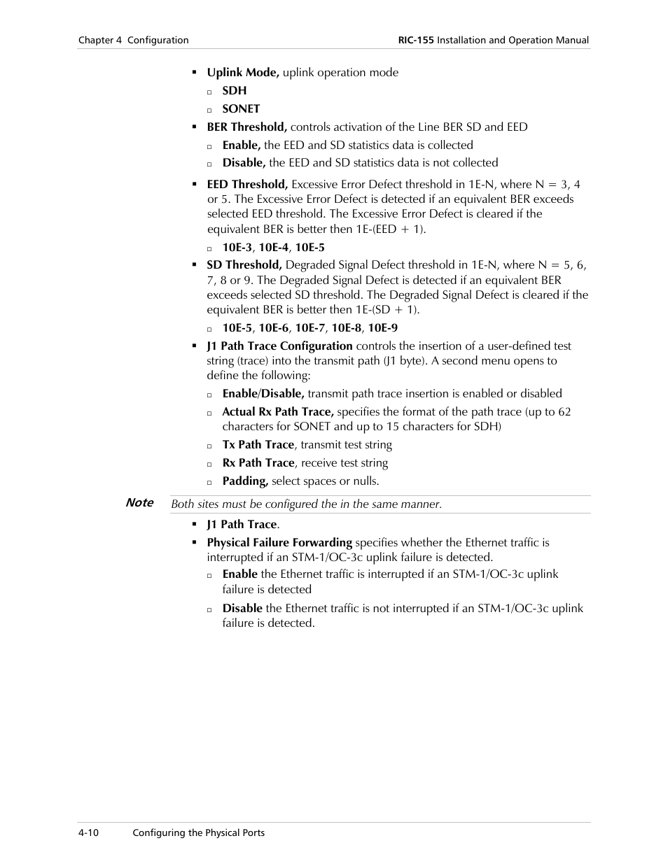 RAD Data comm 10/100BaseT to STM-1/OC-3 Converter RIC-155 User Manual | Page 46 / 90