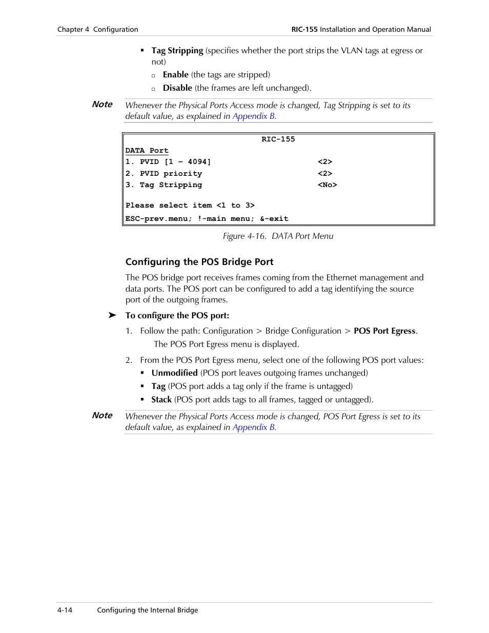 Configuring the pos bridge port | RAD Data comm 10/100BaseT to STM-1/OC-3 Converter RIC-155 User Manual | Page 50 / 90