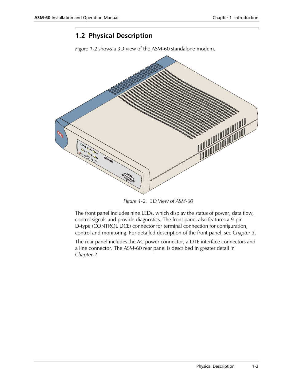 Physical description, 2 physical description | RAD Data comm ASM-60 User Manual | Page 11 / 74