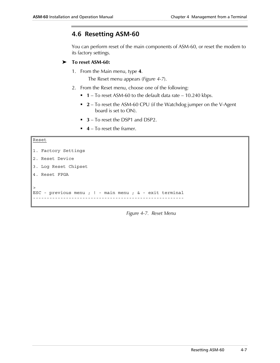 Resetting asm-60, 6 resetting asm-60 | RAD Data comm ASM-60 User Manual | Page 29 / 74