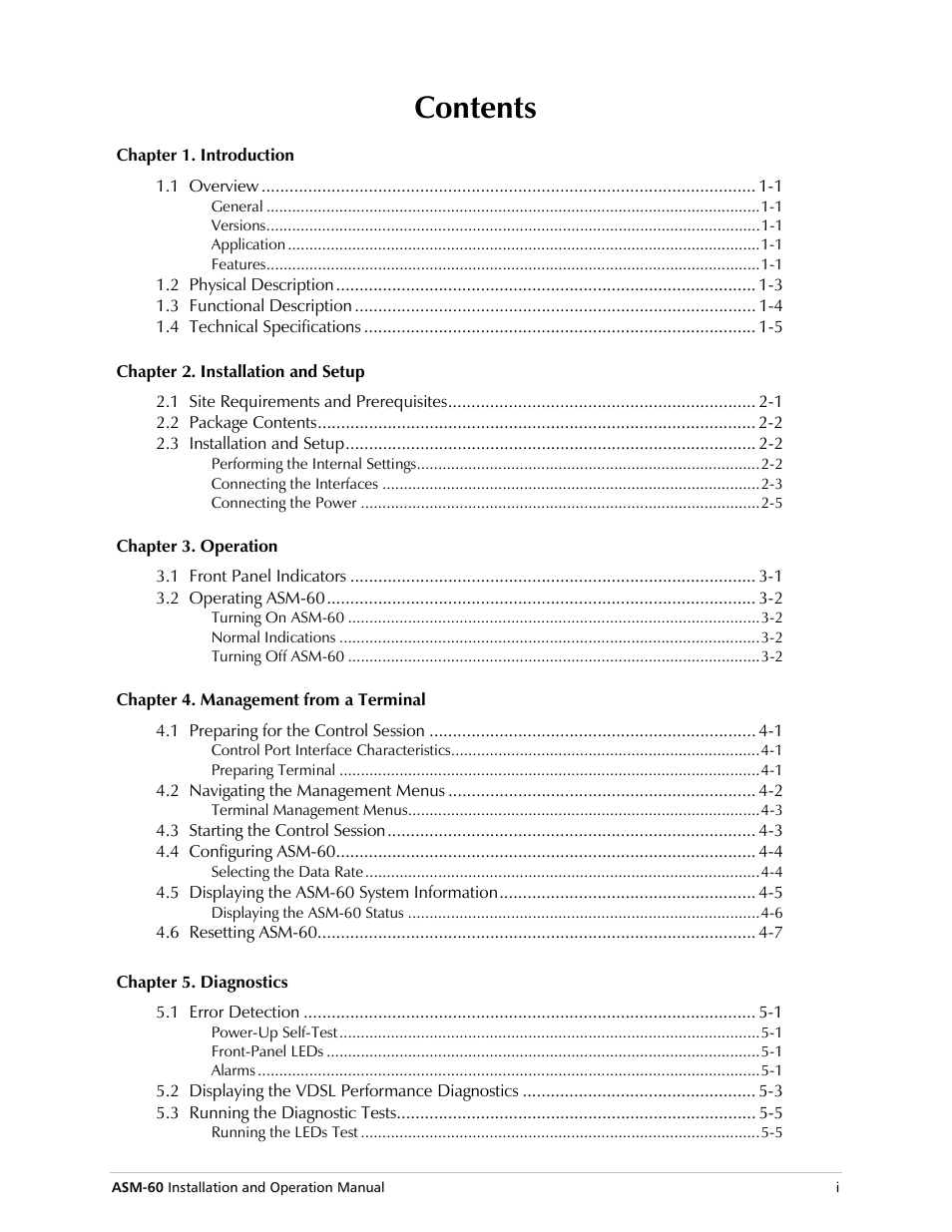 RAD Data comm ASM-60 User Manual | Page 7 / 74