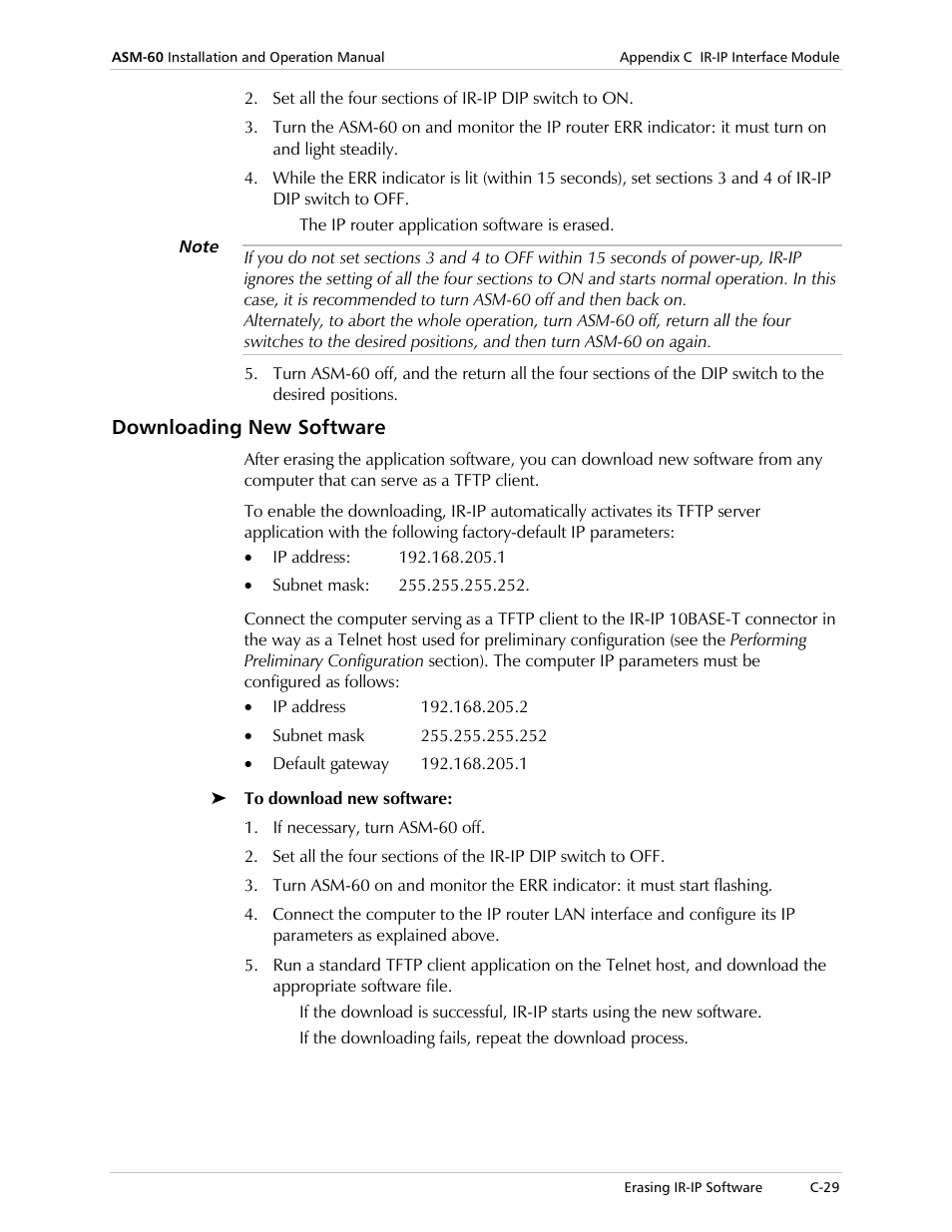 Downloading new software | RAD Data comm ASM-60 User Manual | Page 73 / 74