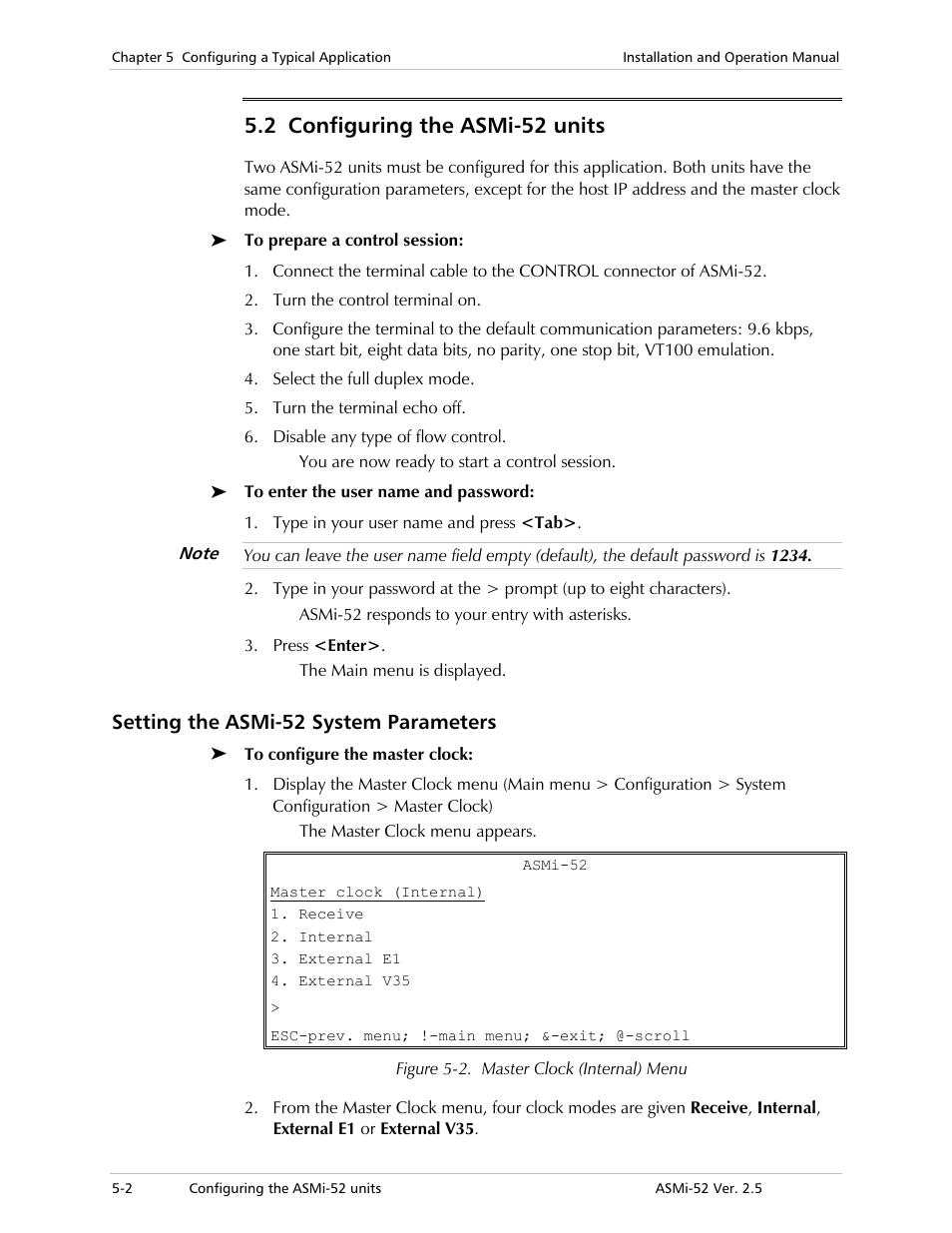 Configuring the asmi-52 units, Setting the asmi-52 system parameters, 2 configuring the asmi-52 units | RAD Data comm ASMi-52 User Manual | Page 100 / 186