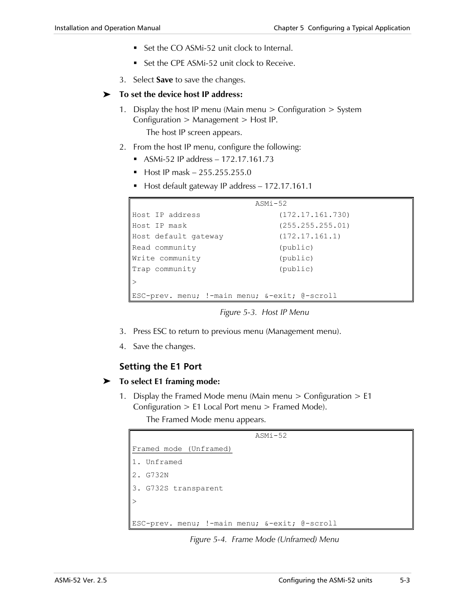 Setting the e1 port | RAD Data comm ASMi-52 User Manual | Page 101 / 186