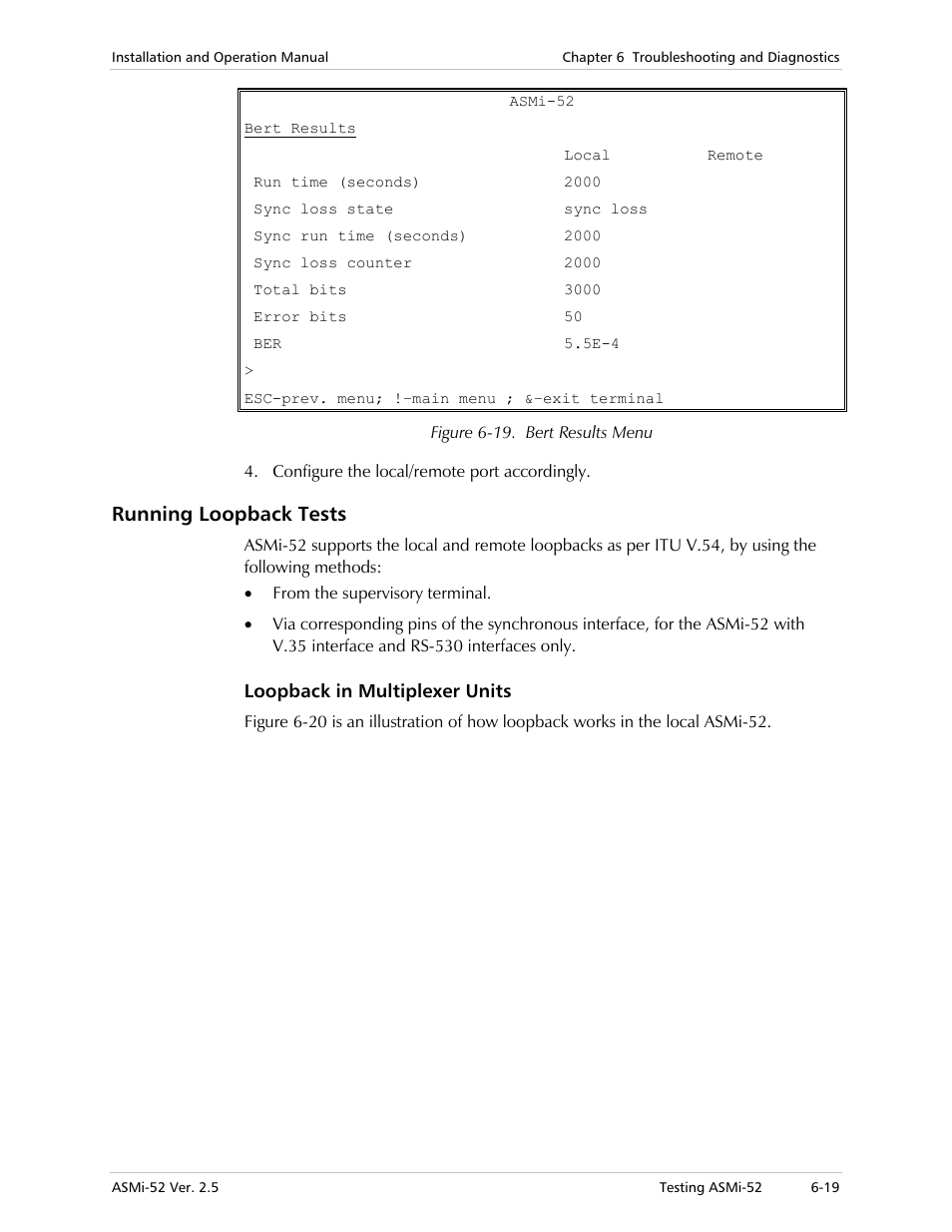 Running loopback tests, Loopback in multiplexer units | RAD Data comm ASMi-52 User Manual | Page 123 / 186