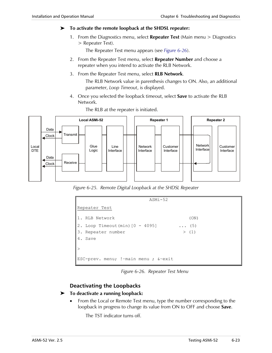 Deactivating the loopbacks | RAD Data comm ASMi-52 User Manual | Page 127 / 186