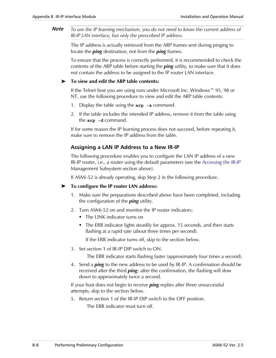 Assigning a lan ip address to a new ir-ip | RAD Data comm ASMi-52 User Manual | Page 144 / 186