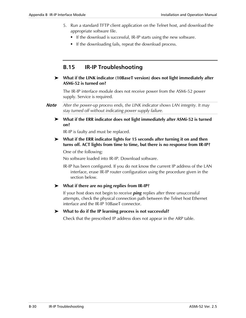 Ir-ip troubleshooting, B.15 ir-ip troubleshooting | RAD Data comm ASMi-52 User Manual | Page 166 / 186