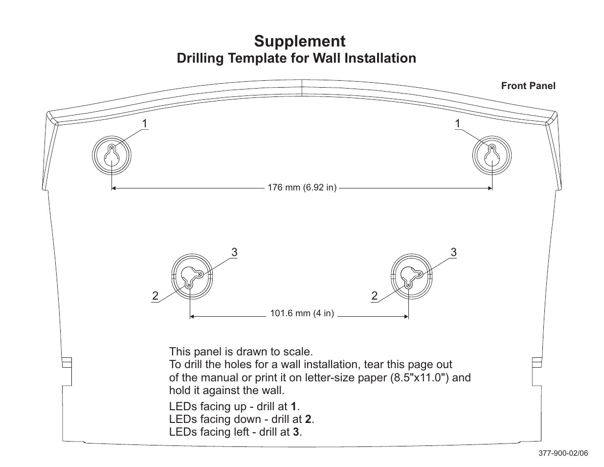 Drilling template, Supplement, Drilling template for wall installation | RAD Data comm ASMi-52 User Manual | Page 179 / 186