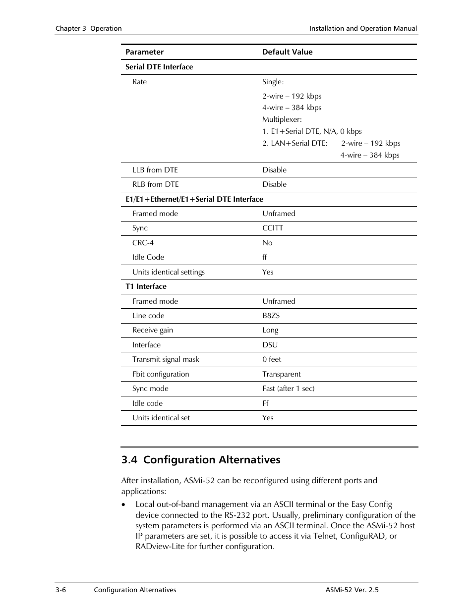 Configuration alternatives, 4 configuration alternatives | RAD Data comm ASMi-52 User Manual | Page 42 / 186