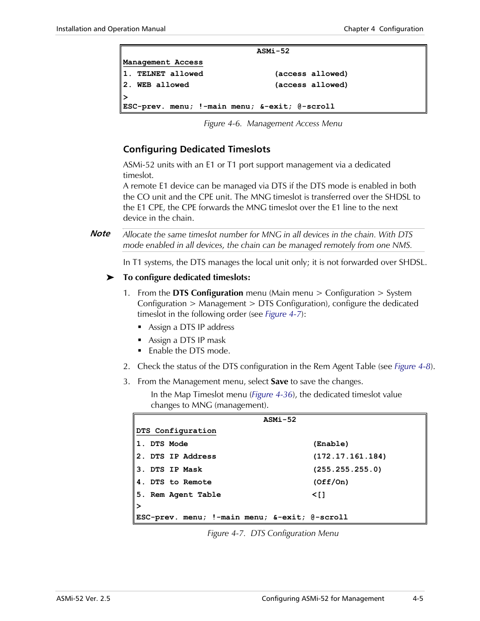 Configuring dedicated timeslots | RAD Data comm ASMi-52 User Manual | Page 55 / 186