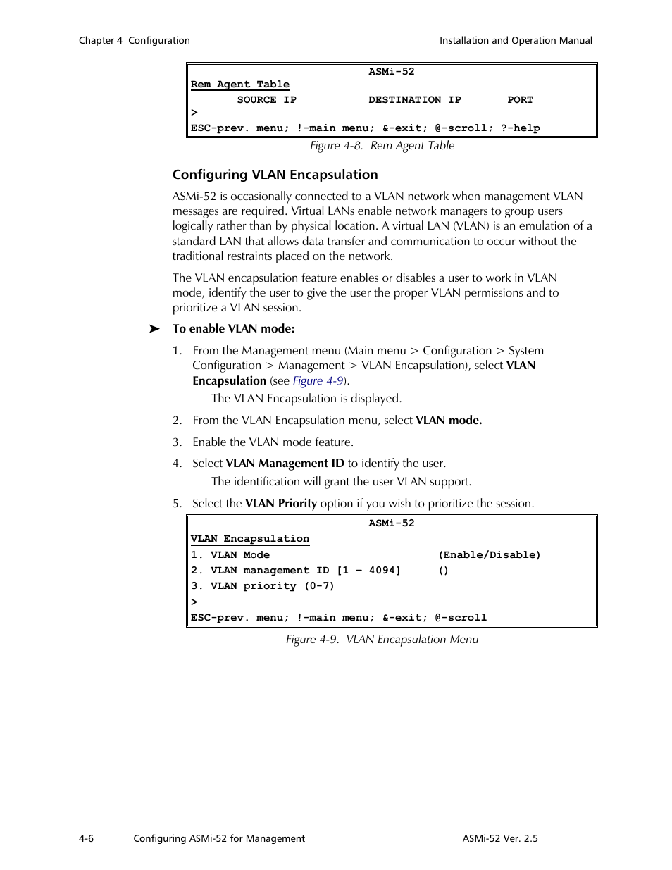 Configuring vlan encapsulation | RAD Data comm ASMi-52 User Manual | Page 56 / 186
