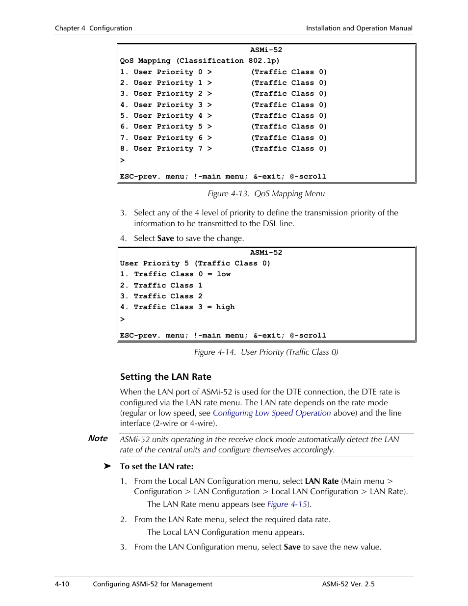 Setting the lan rate | RAD Data comm ASMi-52 User Manual | Page 60 / 186