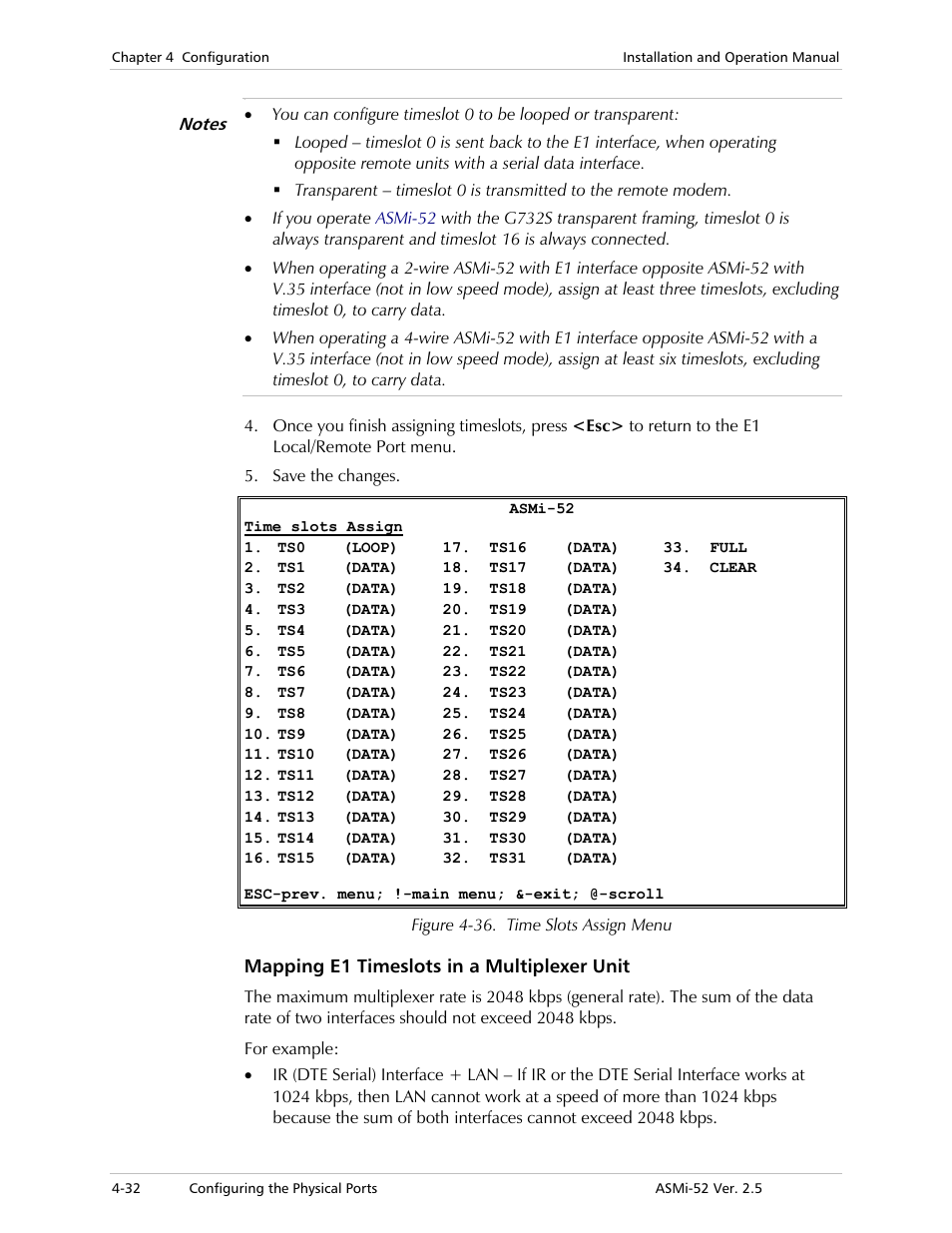 Mapping e1 timeslots in a multiplexer unit | RAD Data comm ASMi-52 User Manual | Page 82 / 186