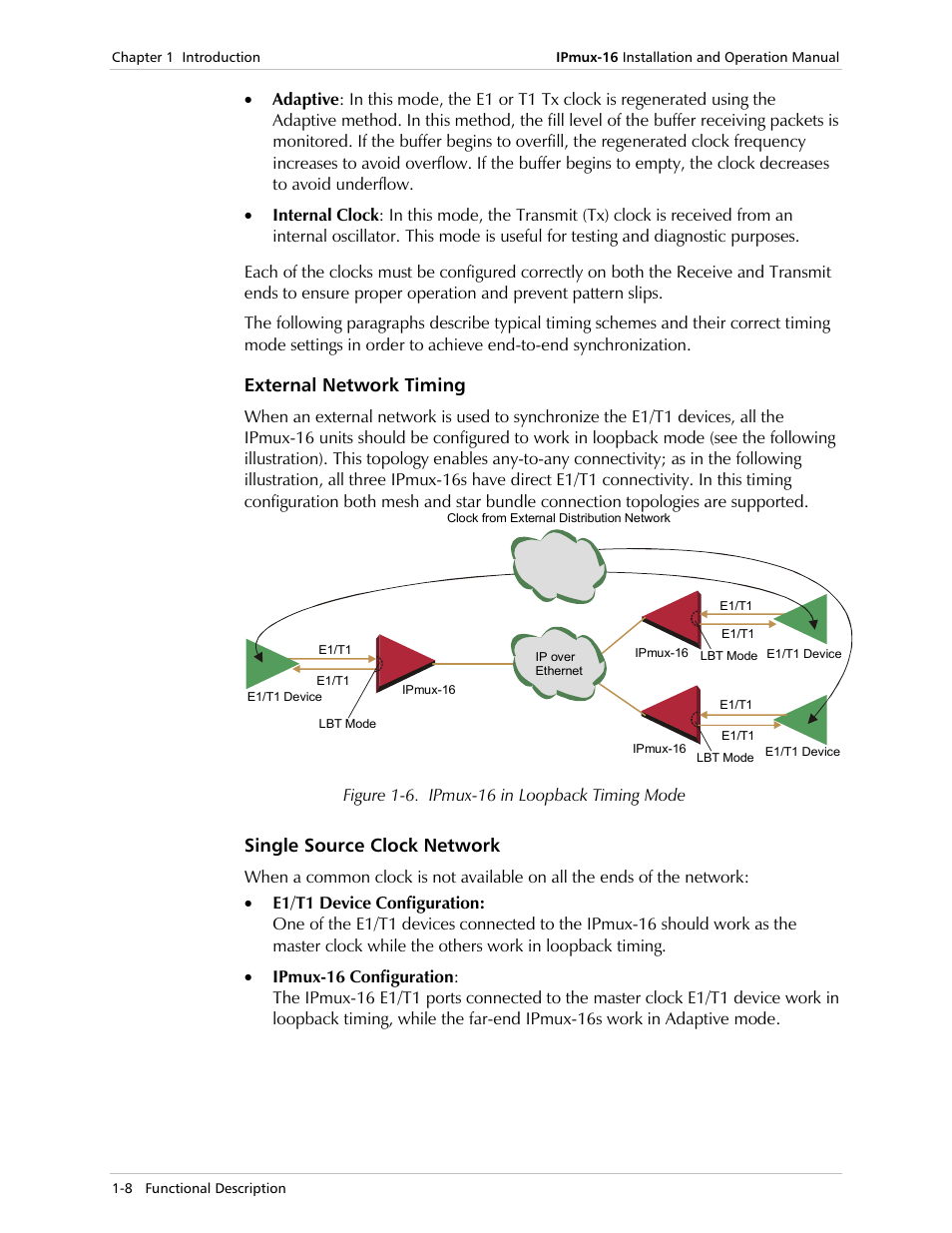 External network timing, Single source clock network | RAD Data comm TDMoIP Gateway IPmux-16 User Manual | Page 16 / 99