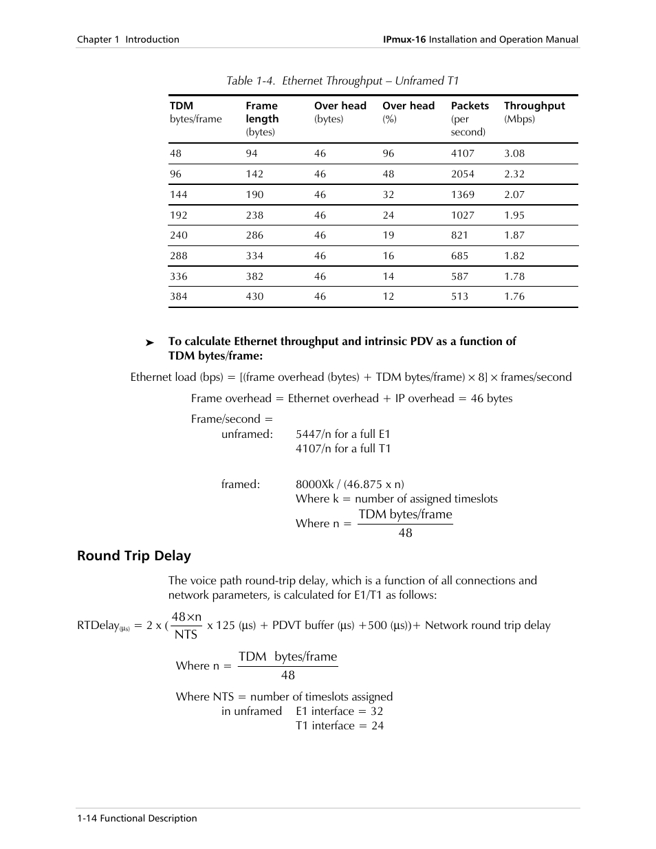 Round trip delay | RAD Data comm TDMoIP Gateway IPmux-16 User Manual | Page 22 / 99