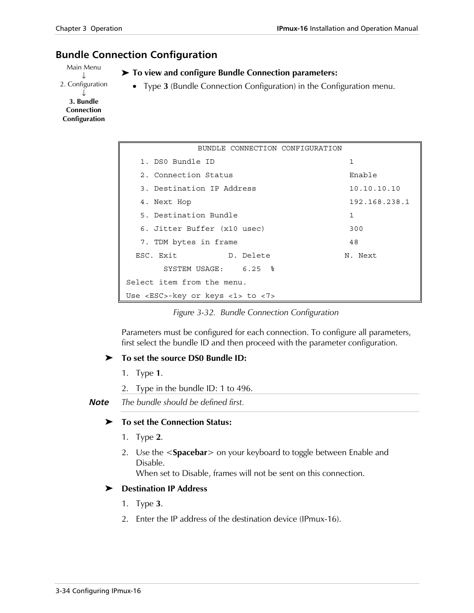 Bundle connection configuration | RAD Data comm TDMoIP Gateway IPmux-16 User Manual | Page 66 / 99