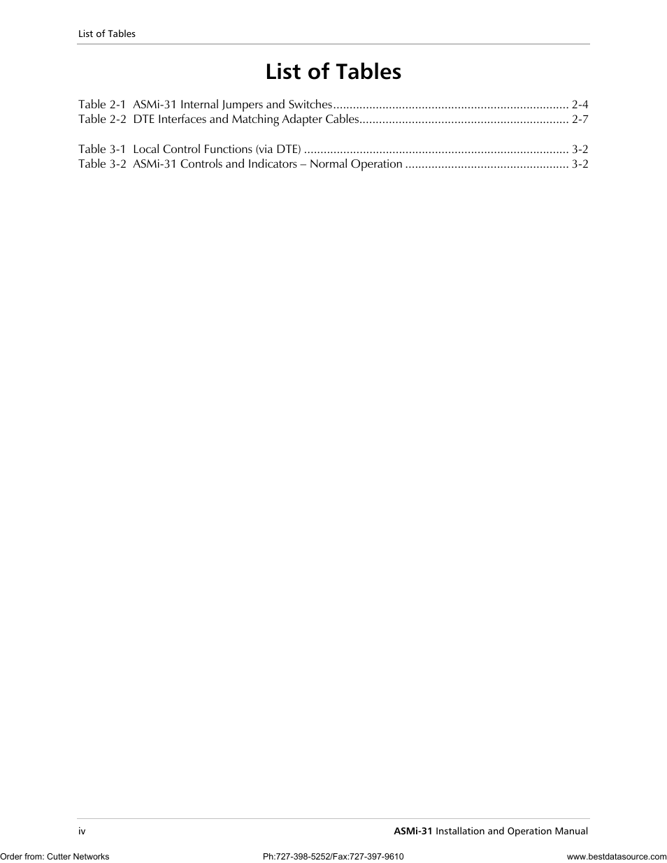 List of tables | RAD Data comm ASMi-31 User Manual | Page 12 / 66