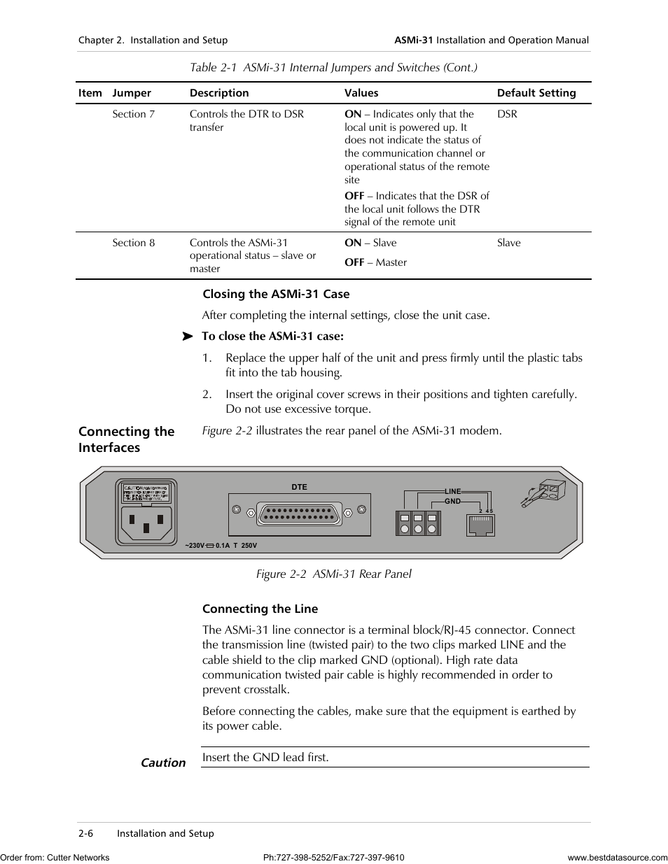 Connecting the interfaces | RAD Data comm ASMi-31 User Manual | Page 26 / 66