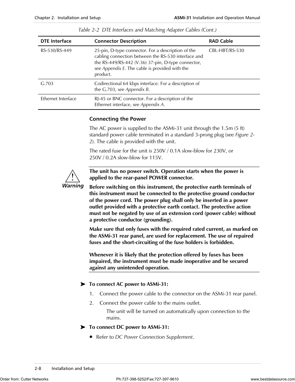 Connecting the power | RAD Data comm ASMi-31 User Manual | Page 28 / 66