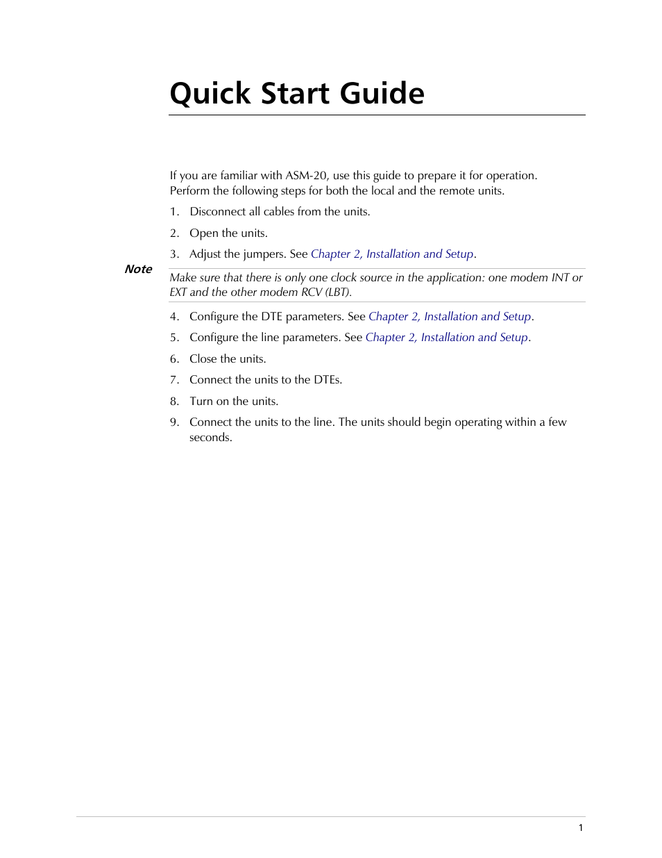 Quick start guide | RAD Data comm ASM-20 User Manual | Page 11 / 78