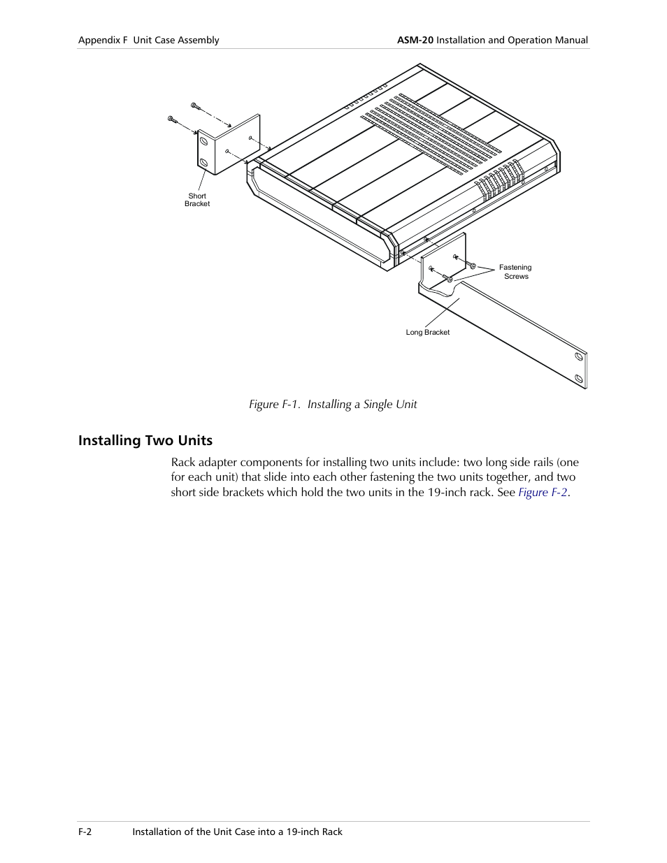 Installing two units | RAD Data comm ASM-20 User Manual | Page 70 / 78