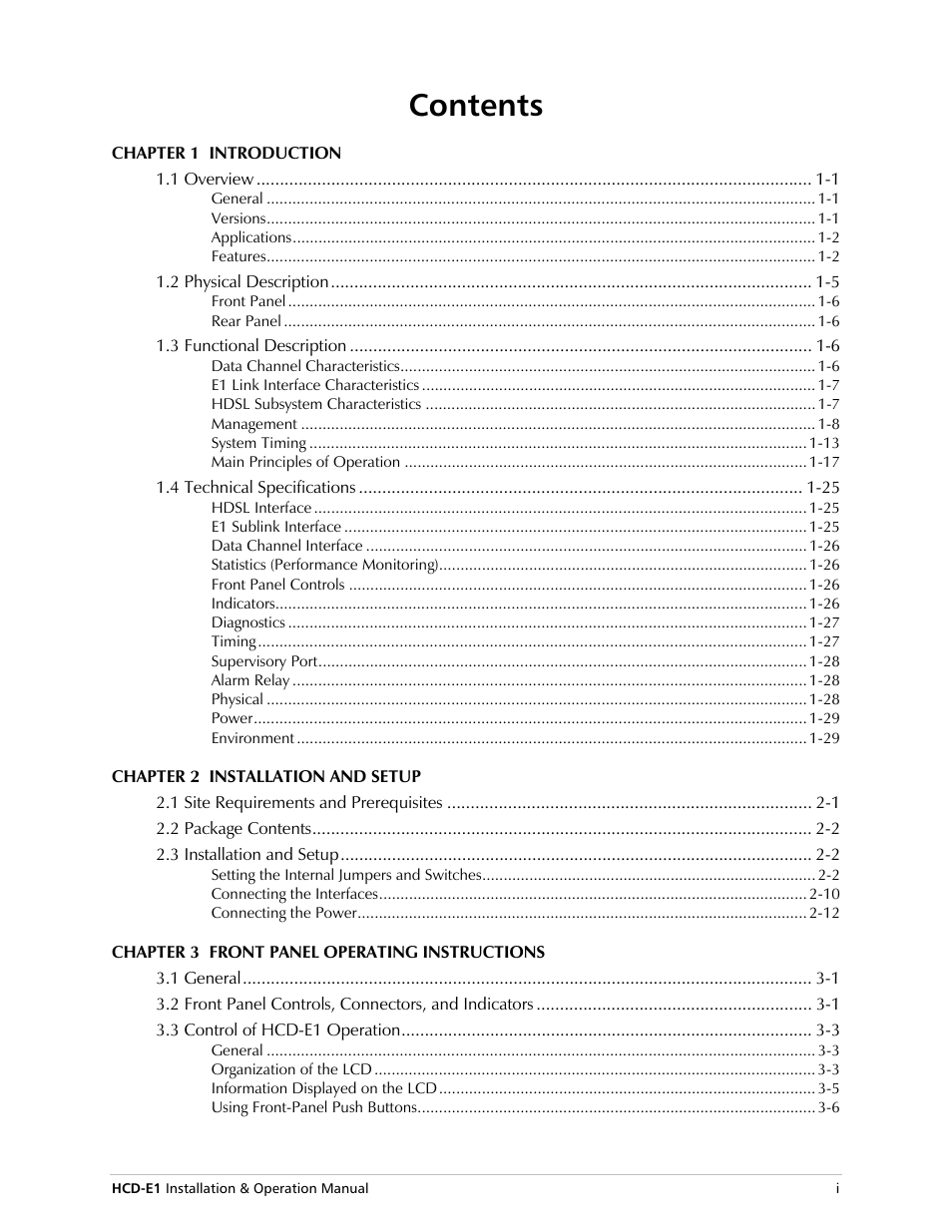 RAD Data comm HCD-E1 User Manual | Page 13 / 232