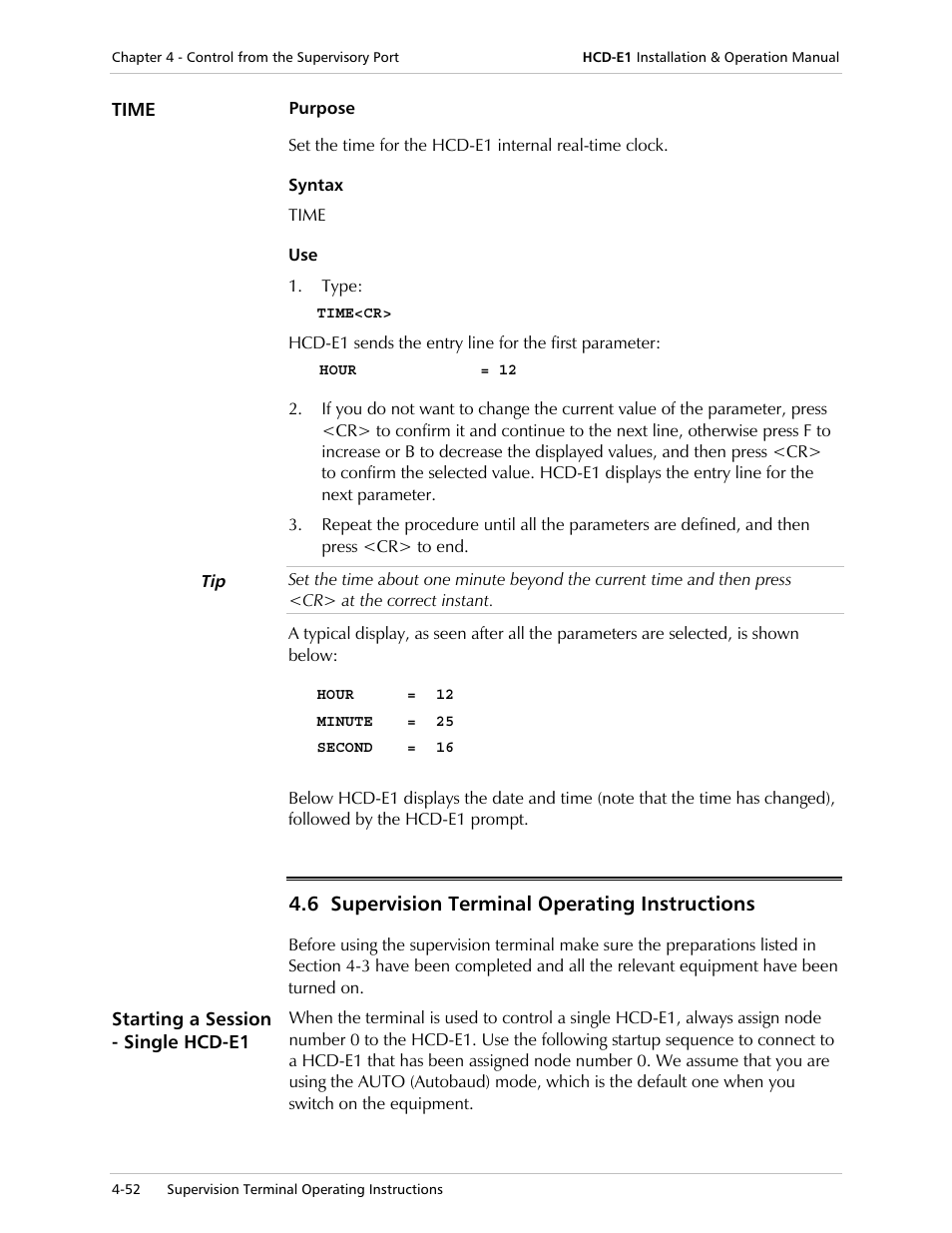 6 supervision terminal operating instructions | RAD Data comm HCD-E1 User Manual | Page 136 / 232