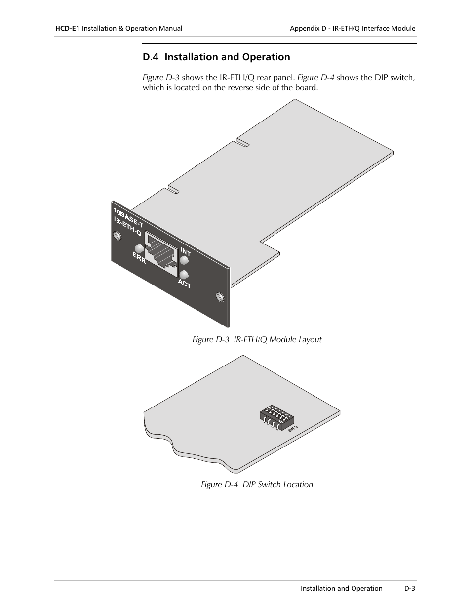 D.4 installation and operation | RAD Data comm HCD-E1 User Manual | Page 201 / 232