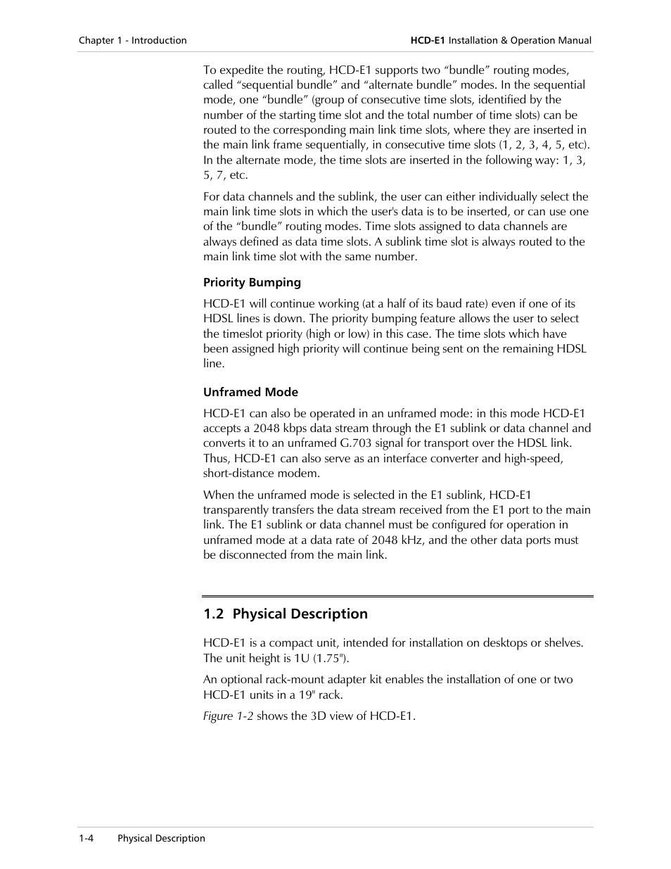 2 physical description | RAD Data comm HCD-E1 User Manual | Page 22 / 232