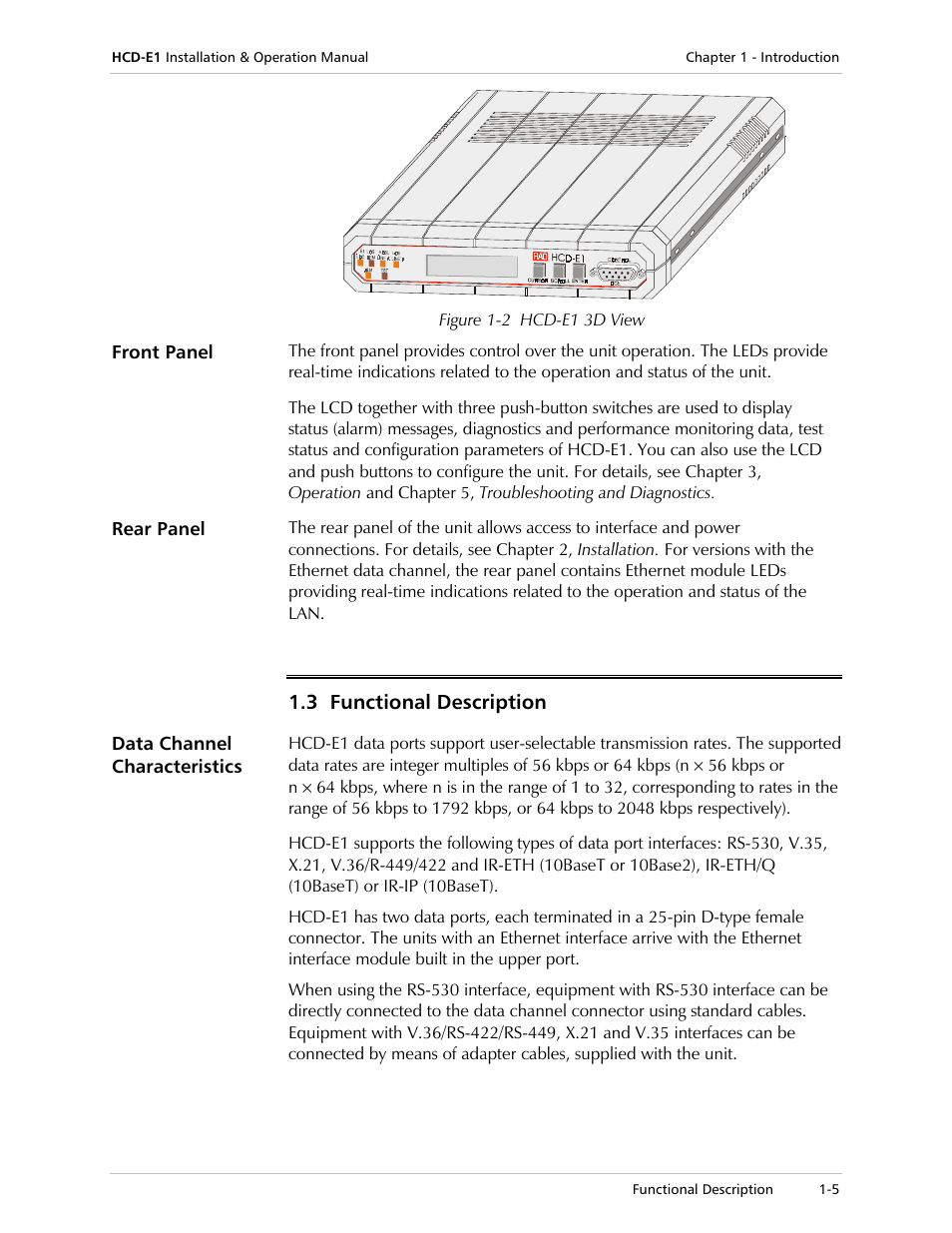 3 functional description | RAD Data comm HCD-E1 User Manual | Page 23 / 232