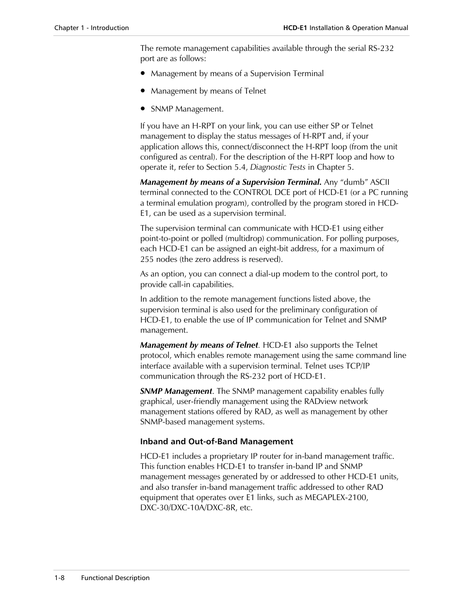 RAD Data comm HCD-E1 User Manual | Page 26 / 232