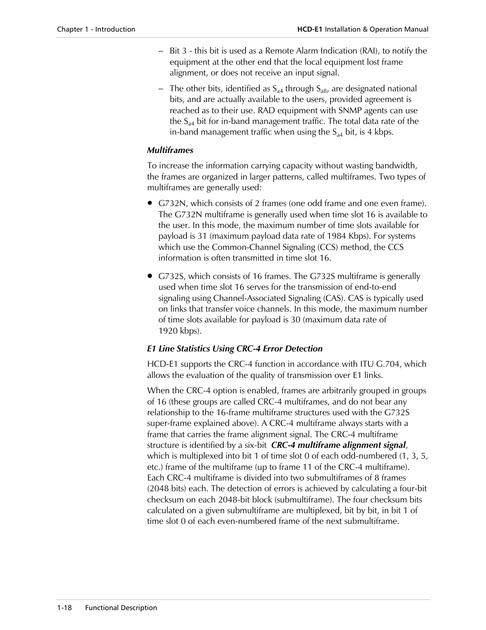 RAD Data comm HCD-E1 User Manual | Page 36 / 232