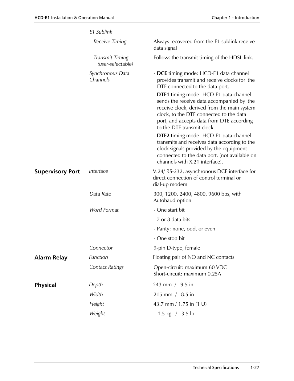 RAD Data comm HCD-E1 User Manual | Page 45 / 232