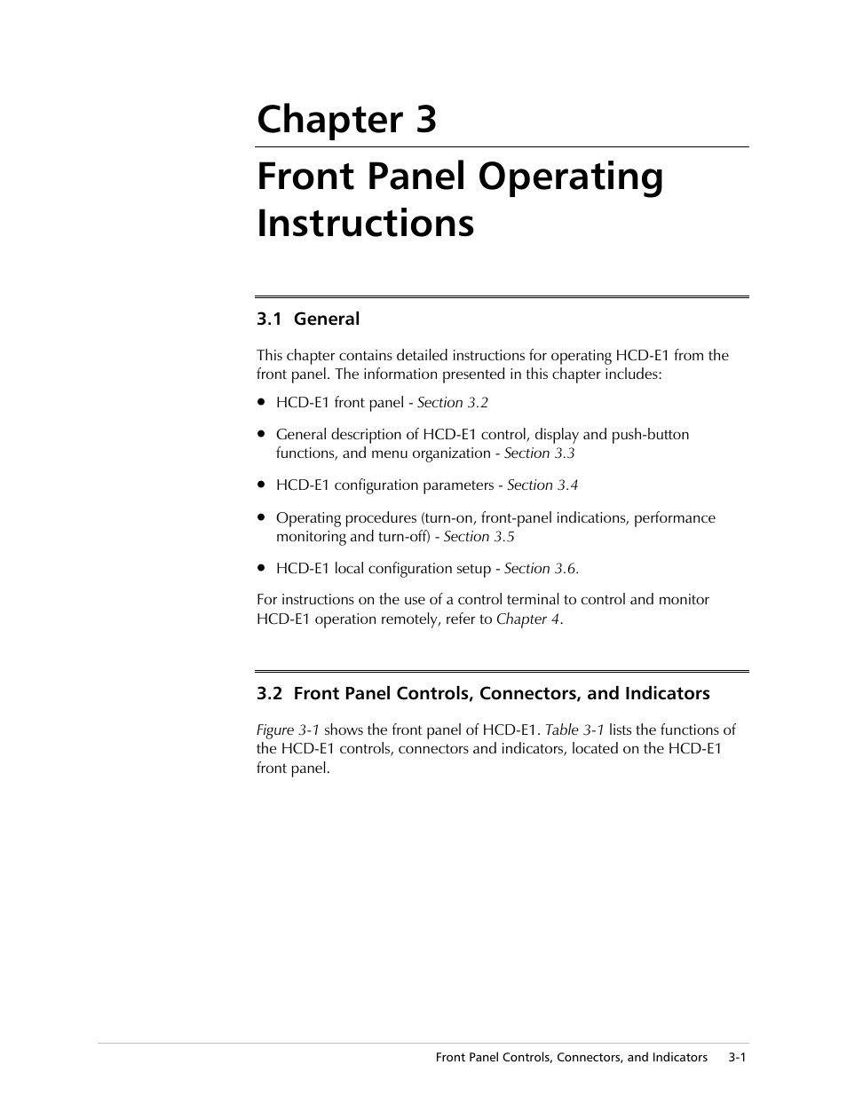 Front panel operating instructions, Chapter 3 front panel operating instructions | RAD Data comm HCD-E1 User Manual | Page 59 / 232
