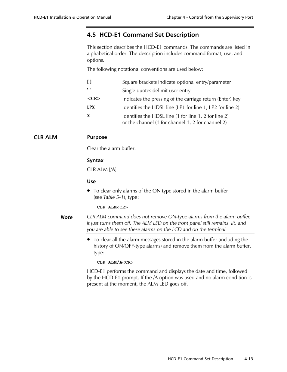 5 hcd-e1 command set description | RAD Data comm HCD-E1 User Manual | Page 97 / 232