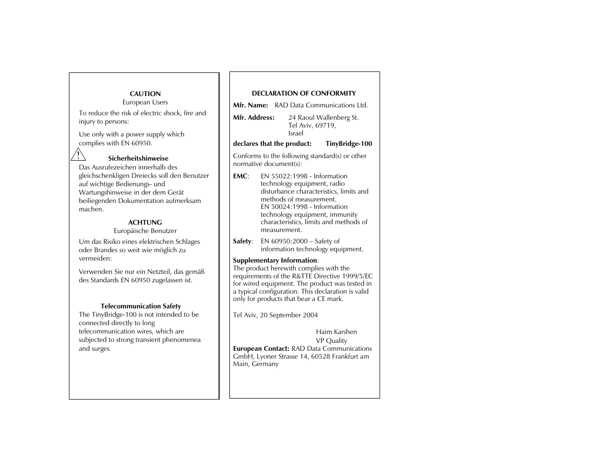 RAD Data comm 100 User Manual | Page 6 / 9