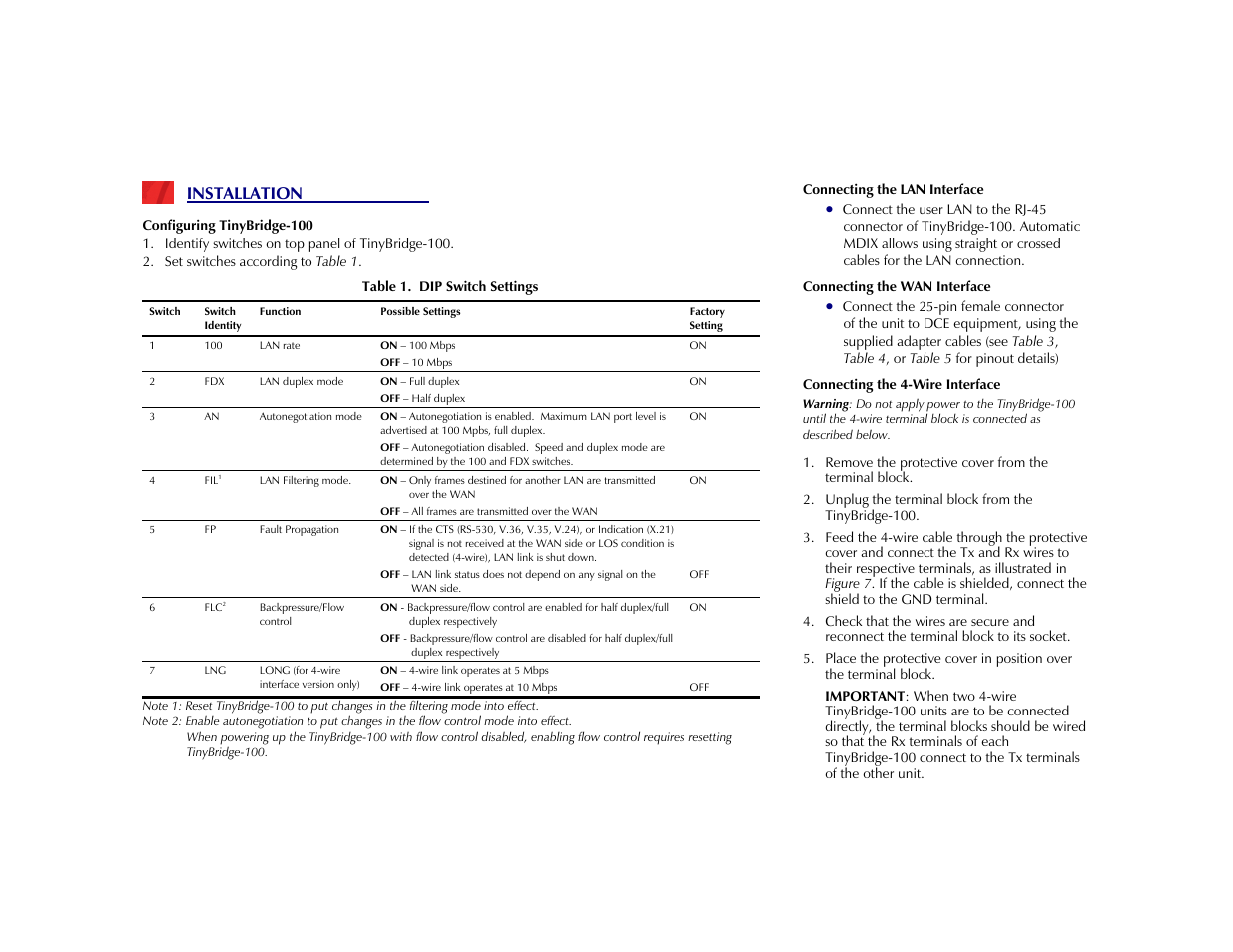 Installation | RAD Data comm 100 User Manual | Page 7 / 9