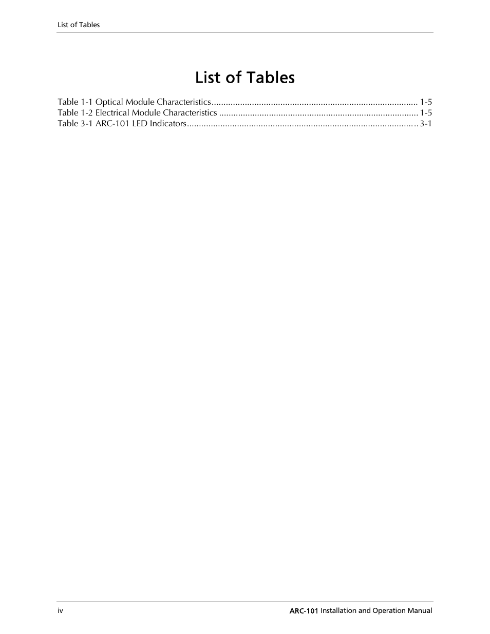 List of tables | RAD Data comm ARC-101 User Manual | Page 10 / 46