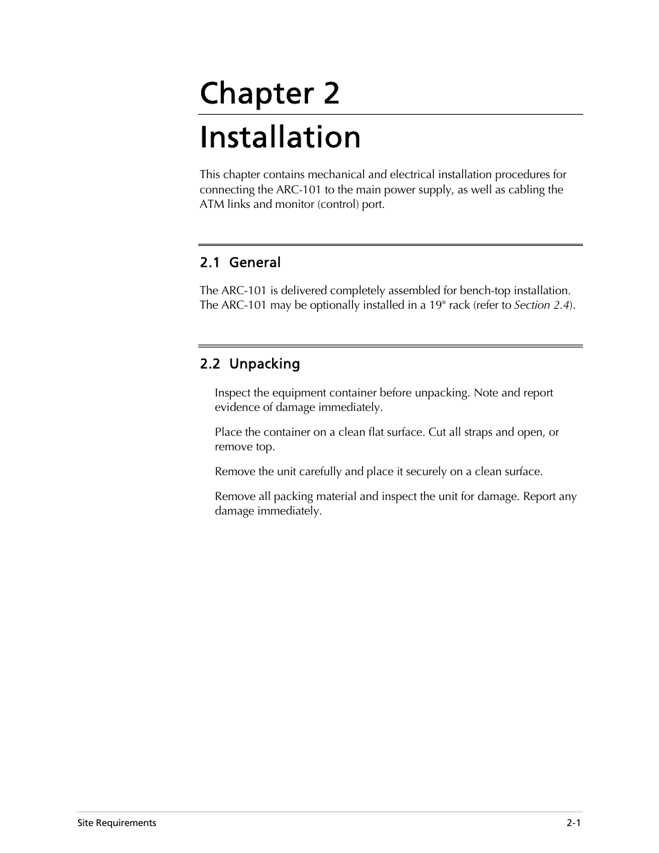 Chapter 2 installation | RAD Data comm ARC-101 User Manual | Page 17 / 46