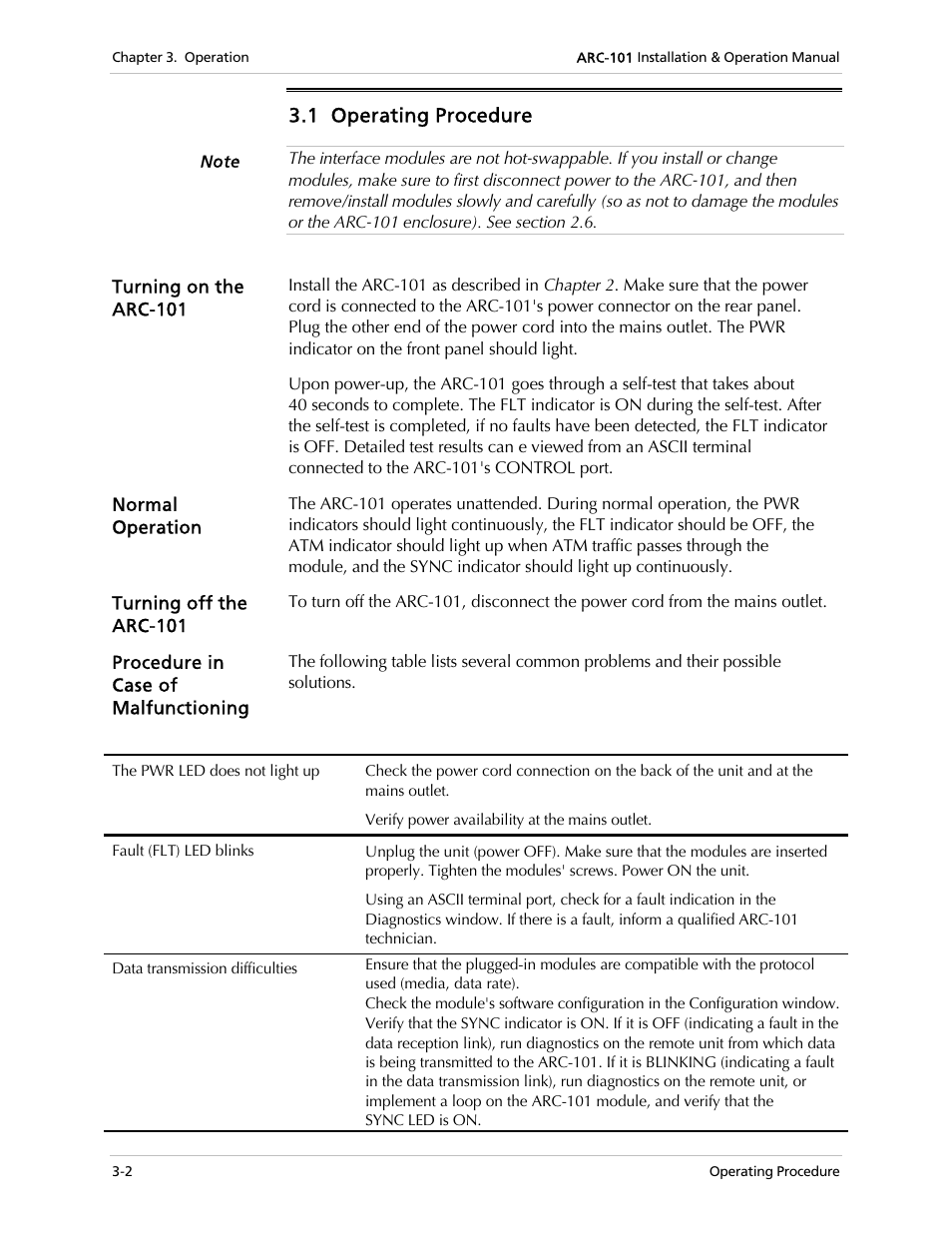 1 operating procedure | RAD Data comm ARC-101 User Manual | Page 32 / 46