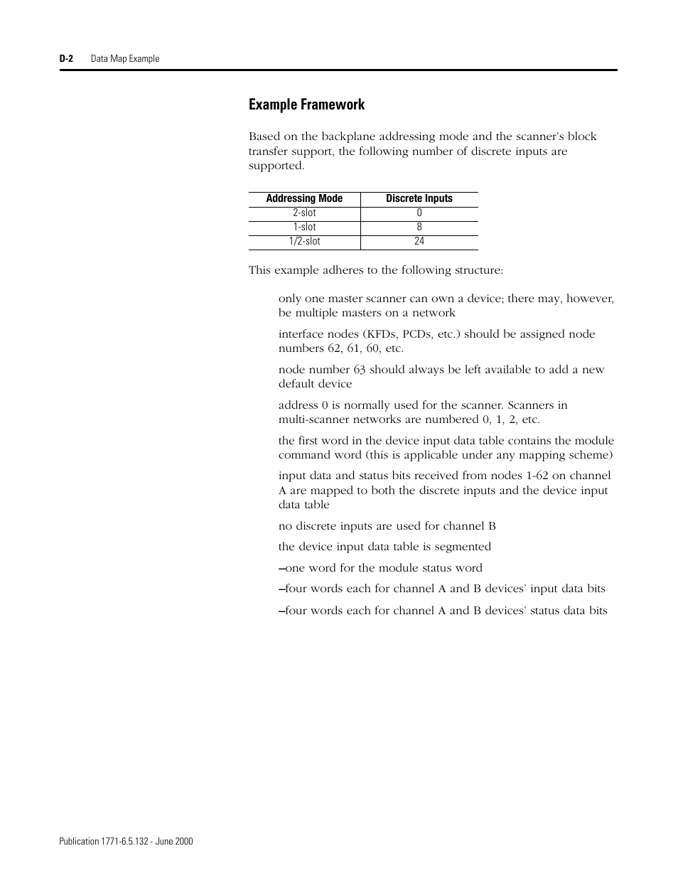 Example framework | Rockwell SoniCrafter DEVICENET 1771-SDN User Manual | Page 124 / 139